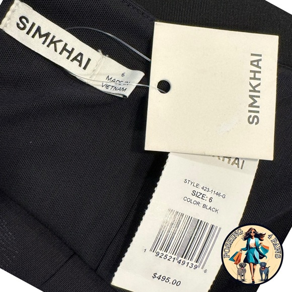 SIMKHAI Luminita Wrap Front Formal Stretch Jersey Mini Dress in Black Size 6 - Picture 11 of 14